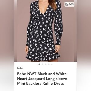 Bebe Black and White Long Sleeve Dress